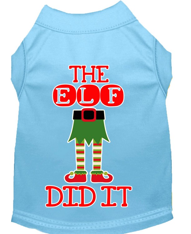 The Elf Did It Screen Print Dog Shirt Baby Blue Lg